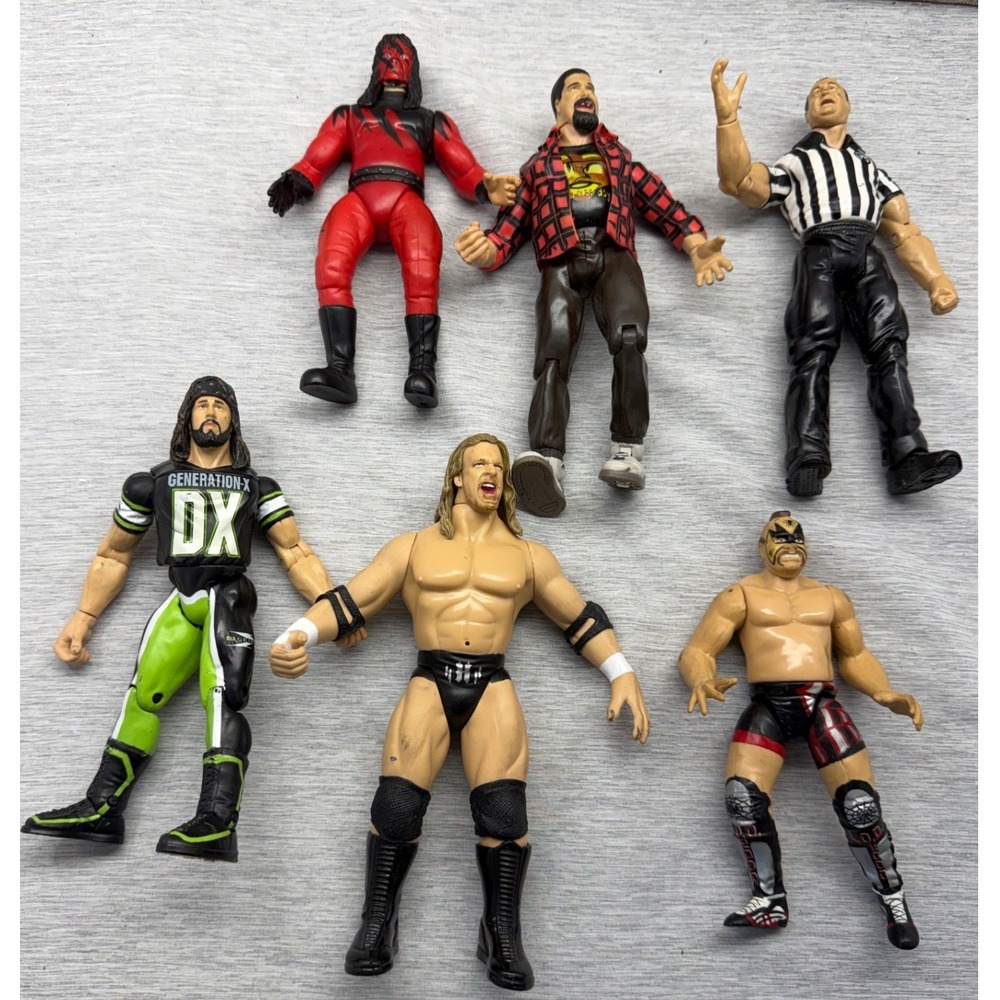 WWE Wrestling Action Figure Lot Triple H Kane Cactus Jack XPac Road Warrior Ref